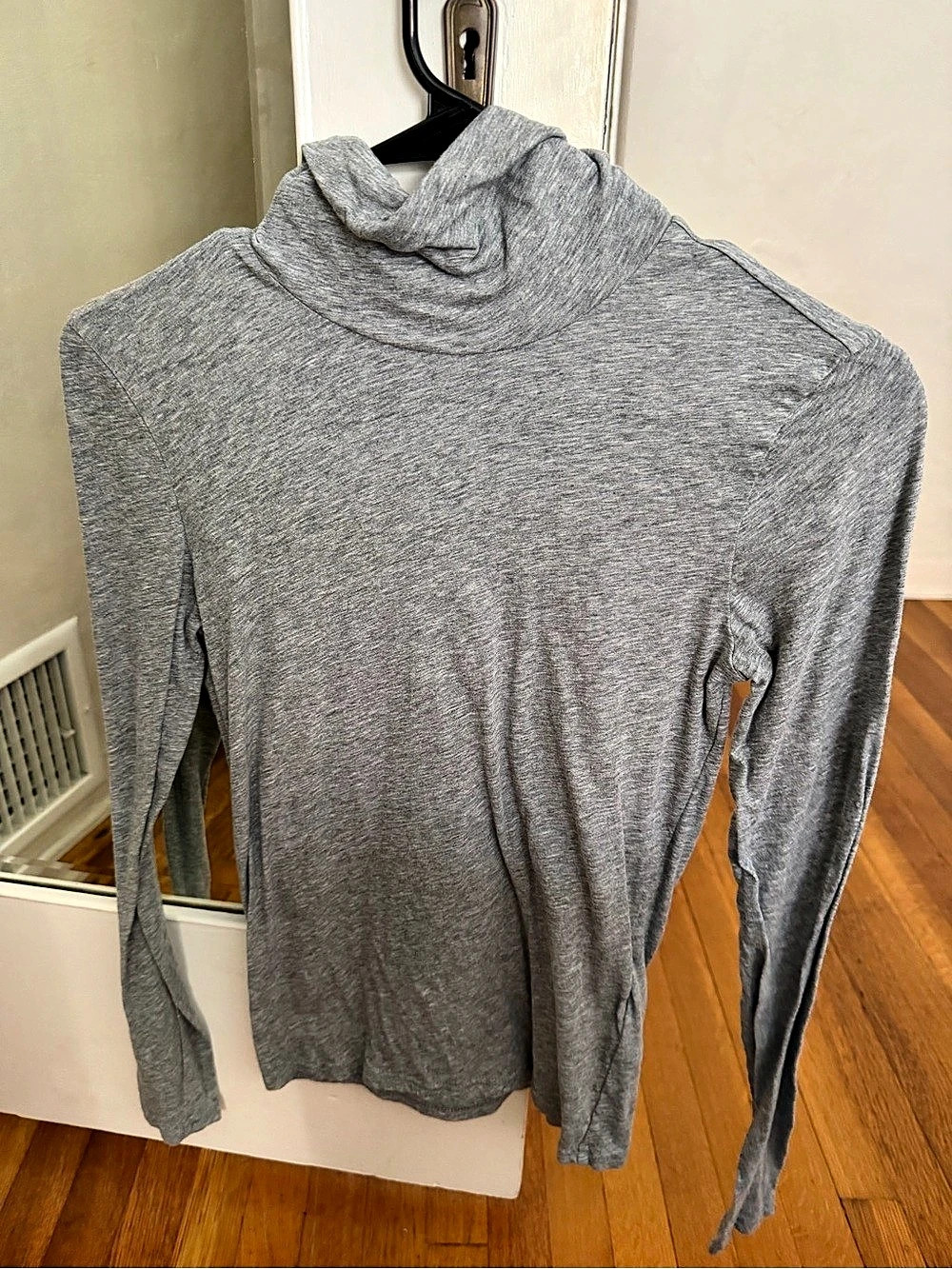 Gray Cowl Neck Long Sleeve Top